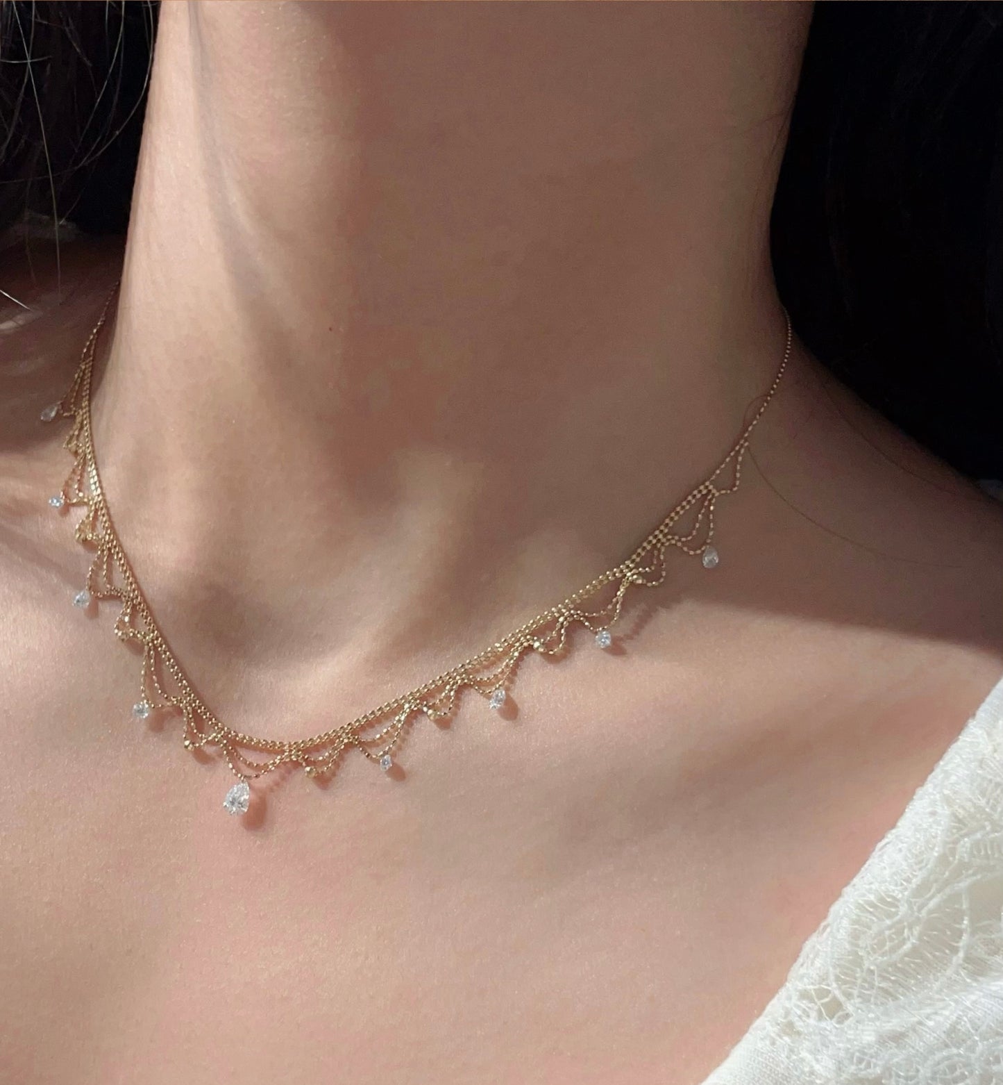 18K Lab grown Diamond Lace Necklace