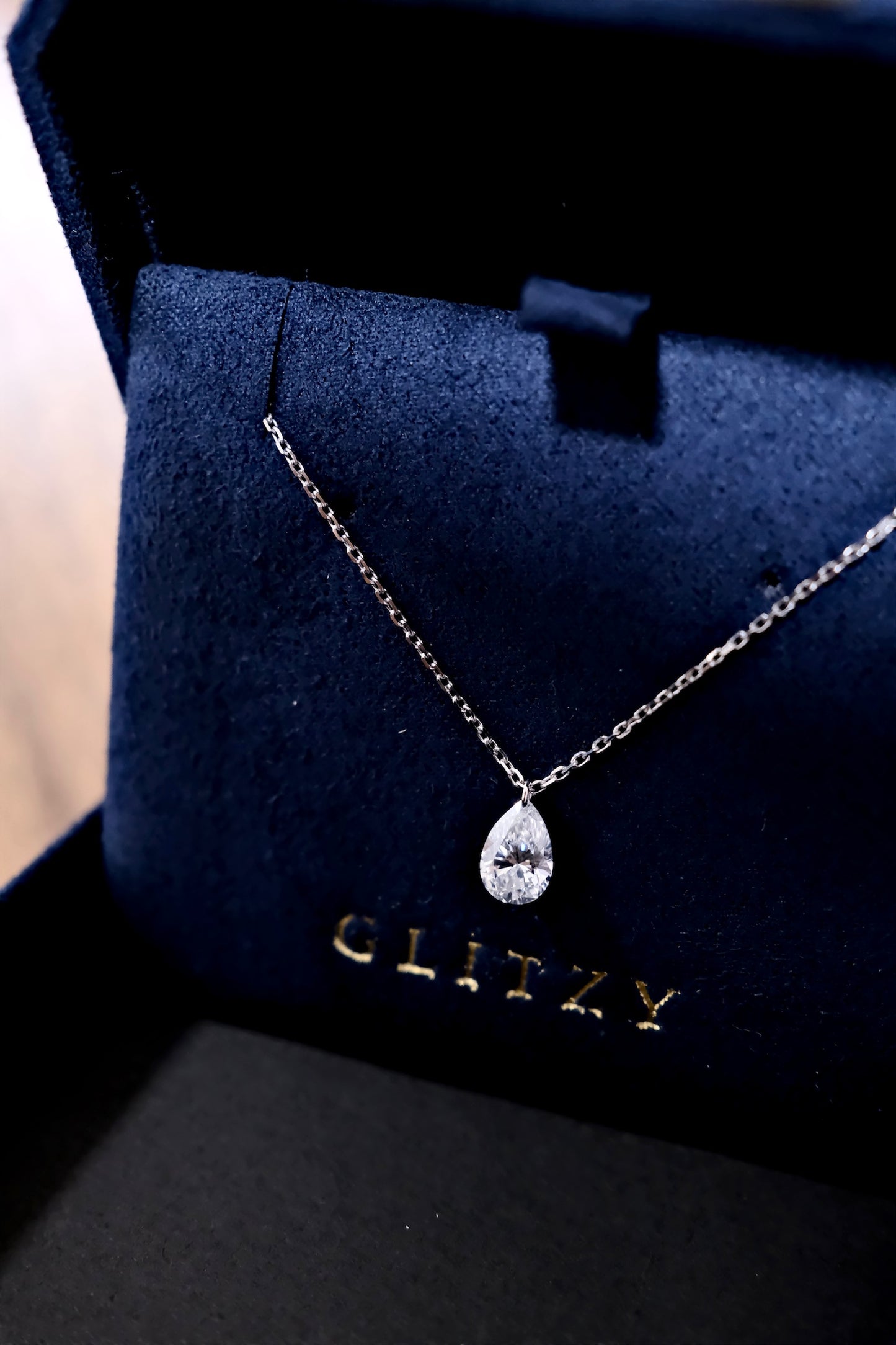 0.70ct Pear cut floating Diamond Necklace