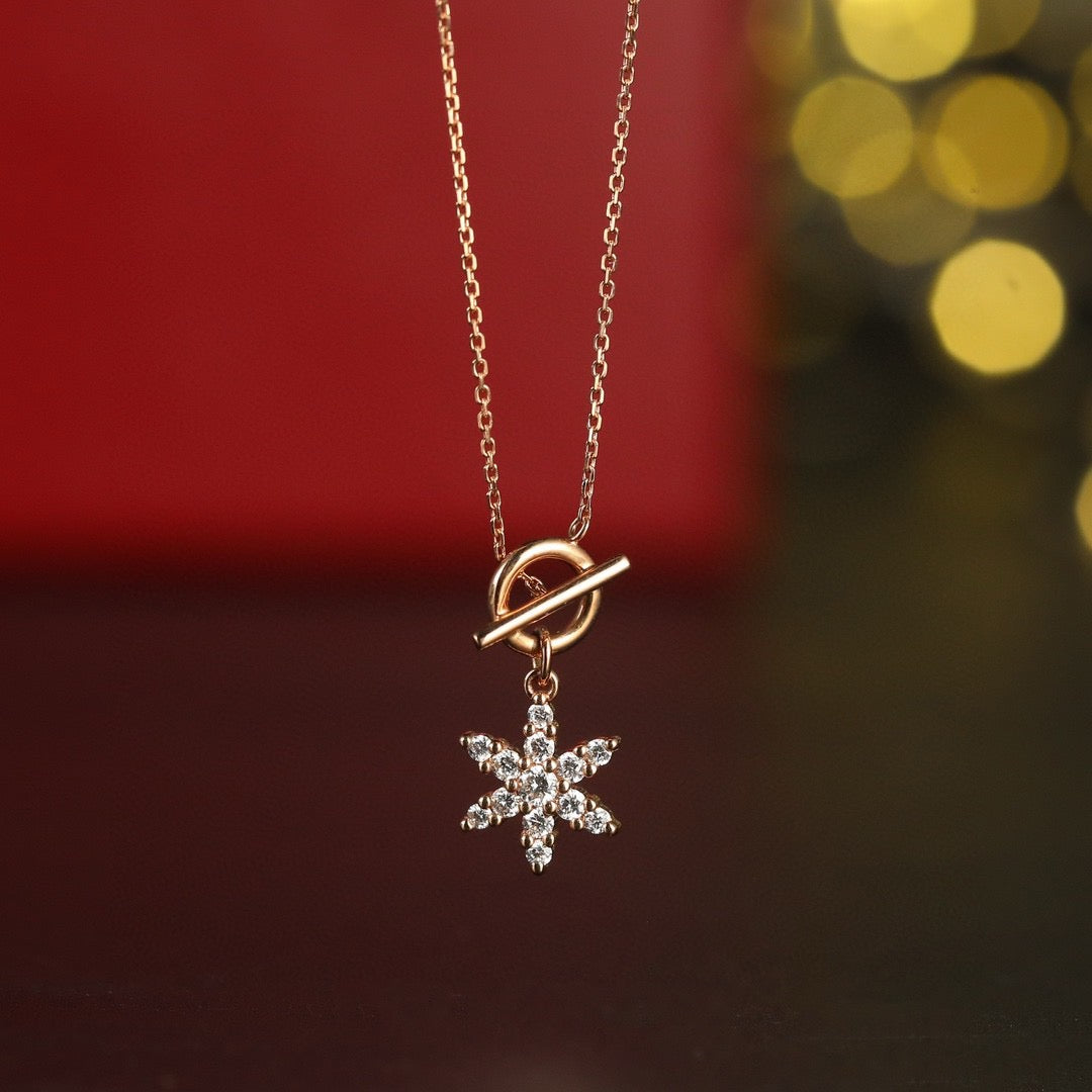 《冬日款式》鑽石雪花頸鏈