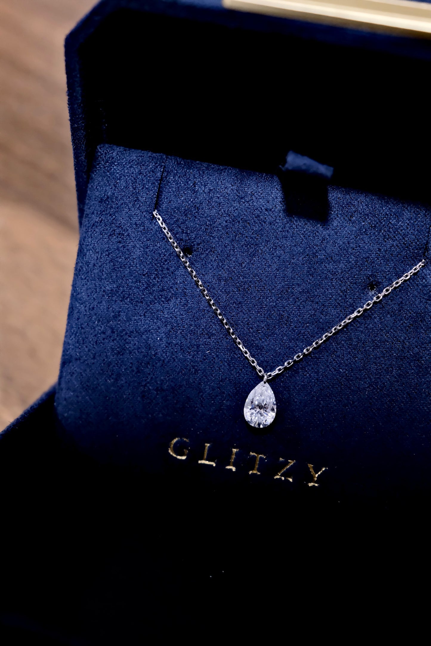 0.70ct Pear cut floating Diamond Necklace