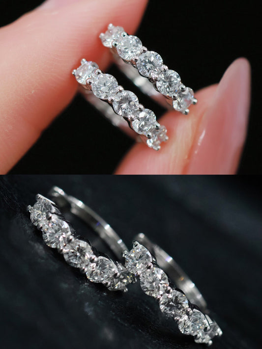 18K 1卡培育鑽排鑽耳環扣