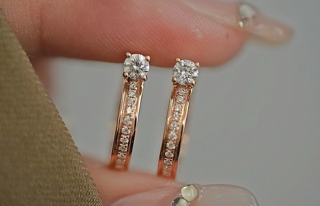 18K玫瑰金鑽石耳環Hoop Earrings